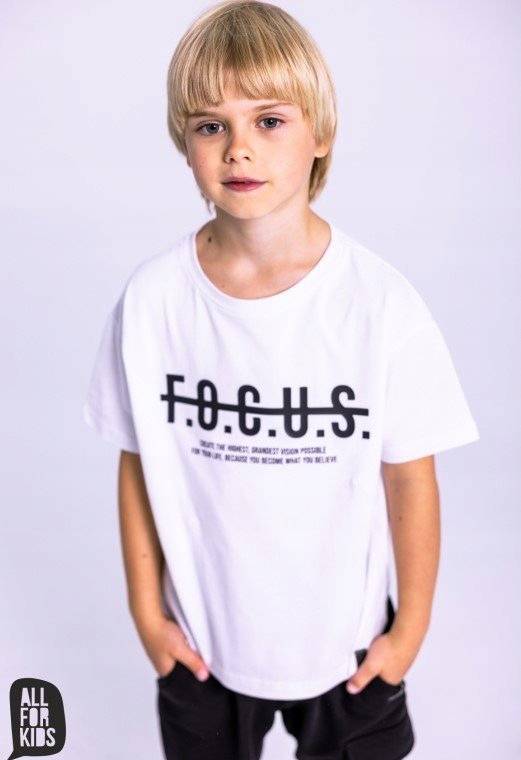 T-shirt chłopięcy ALL FOR KIDS biały r. 140/146