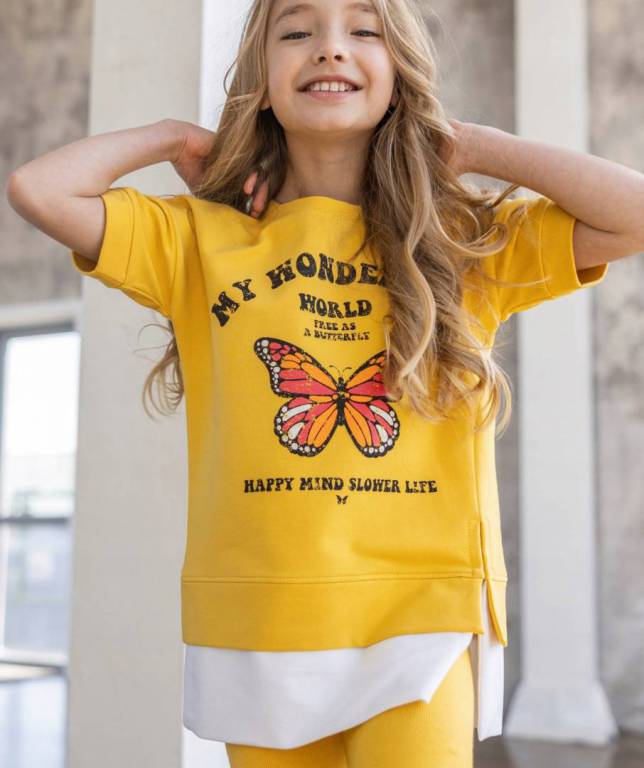 Tunika bluzka dziewczęca ALL FOR KIDS żółta 152/158